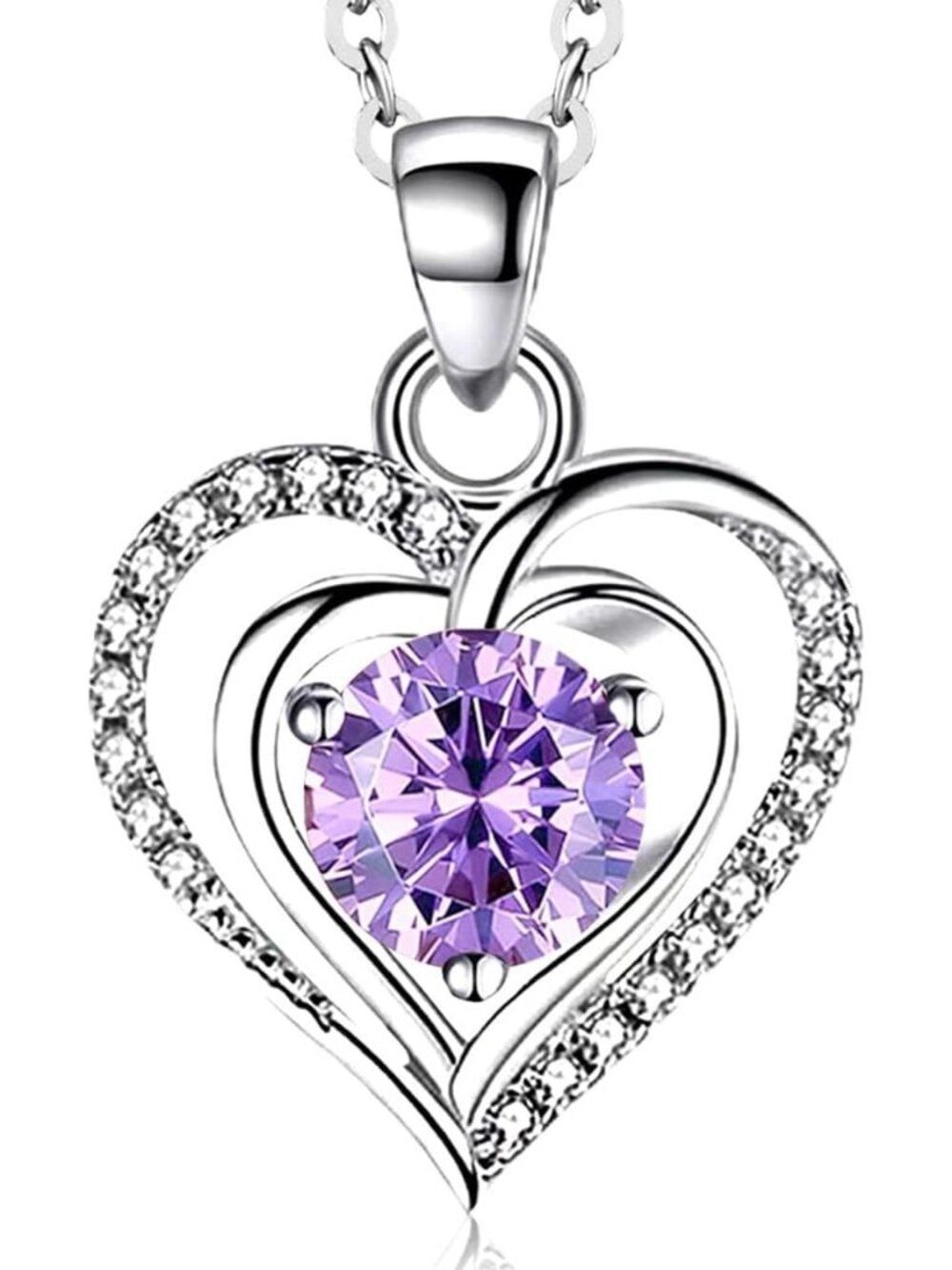 Interlocking Heart Sterling Silver Birthstone Necklace – Symbol of Love & Unity